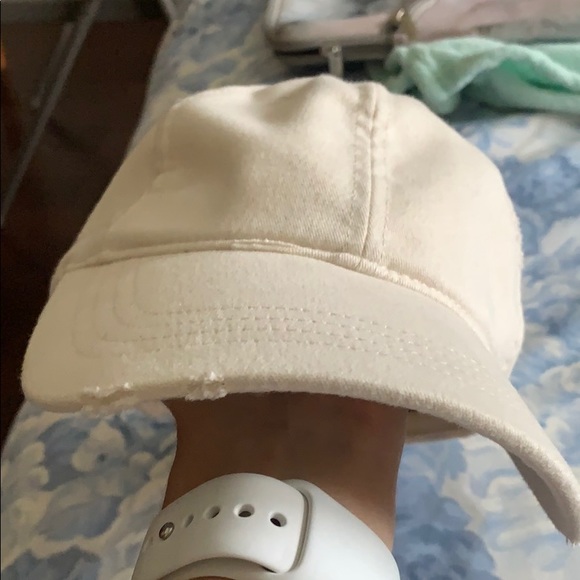 Off white colored destroyed hat - Picture 2 of 7